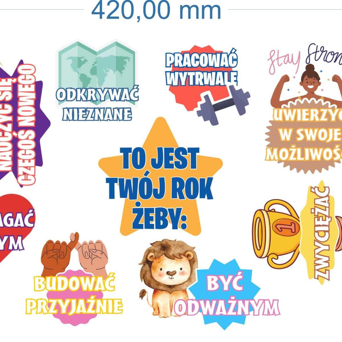 Naklejki motywacyjne dla dzieci- To jest twój rok żeby... | Dekoracje na gazetkę szkolną, do klasy, na drzwi 82187 - zdjęcie 5