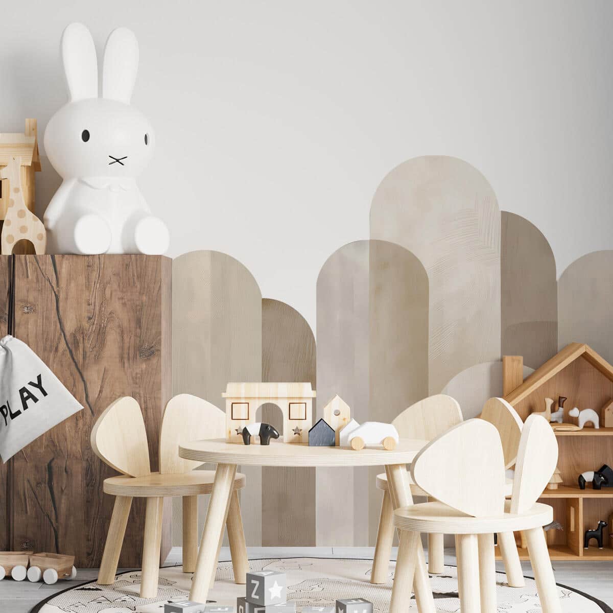 Minimalistyczna Lamperia dziecięcia- Beżowe łuki | Dekoracja ścienna do wnętrz w stylu skandynawskim, boho 66769