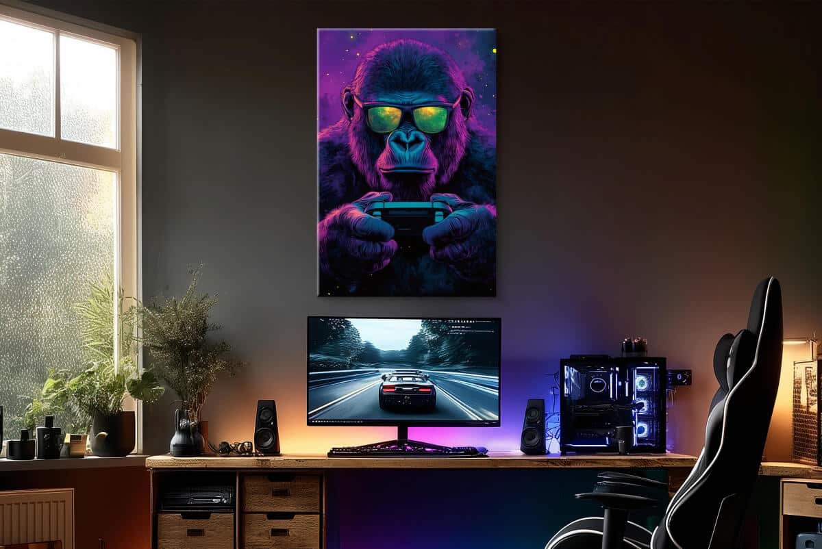 Młodzieżowy Obraz na ścianę- Goryl Gamer | Dekoracja do pokoju gracza, chłopca, nastolatka O94126 - zdjęcie 4