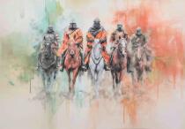 Fototapeta Fantasy z Rycerzami w kolorowej mgle | Oryginalna Tapeta na ścianę dla fana RPG, nastolatka 82313 - miniaturka 4