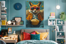 Kolorowy obraz na ścianę– Lis z popcornem | Humorystyczna dekoracja ścienna w stylu Pop Art O94123 - miniaturka 3