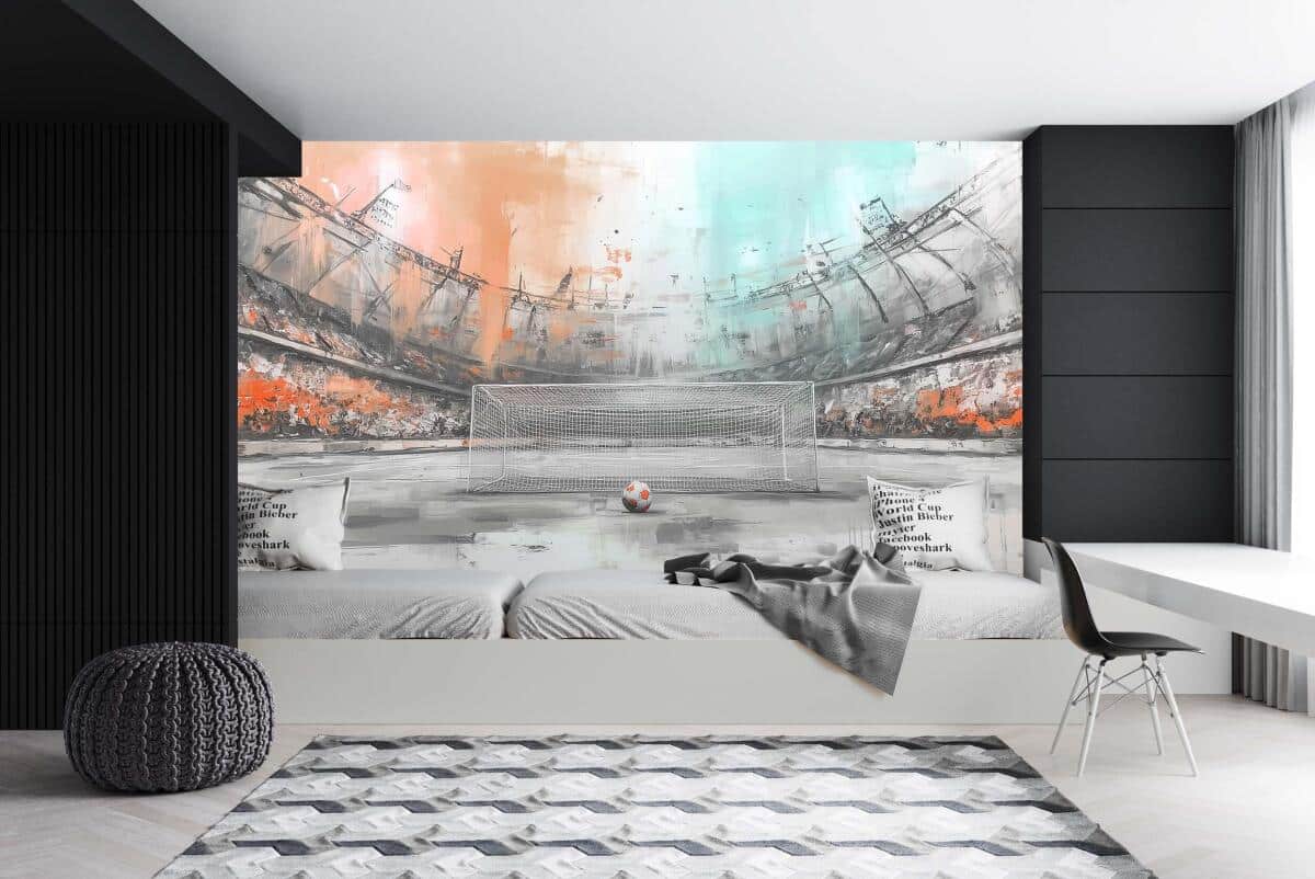 Oryginalna Fototapeta do młodzieżowych wnętrz- Kolorowy Stadion Piłkarski | Fototapety dla fanów futbolu, chłopców, nastolatków 82240 - zdjęcie 2