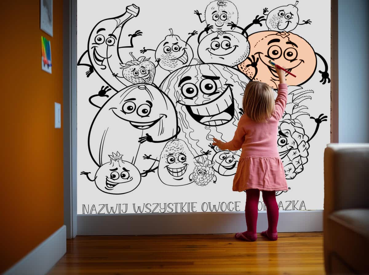 Edukacyjna Kolorowanka XXL na ścianę, podłogę- Owoce | Duże Kolorowanki dla dzieci 82180