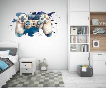 Naklejka dla chłopca- akwarelowy Pad do gier | Pastelowa dekoracja ścienna do pokoju gamera T82173 - miniaturka 1