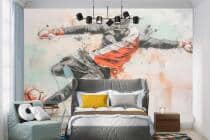 Nowoczesna Fototapeta z Piłkarzem | Tapeta Młodzieżowa z motywem Piłki Nożnej w stylu akwareli 82239 - miniaturka 2