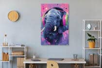 Designerski obraz na płótnie- Kolorowy słoń w słuchawkach | Dekoracja do pokoju młodzieżowego O94125 - miniaturka 4