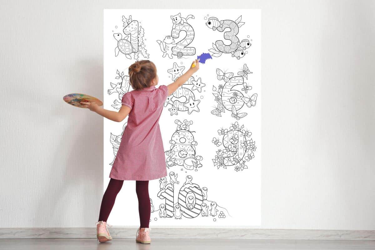 Edukacyjna Kolorowanka XXL do nauki cyfr i liczenia | Liczby i zwierzęta do kolorowania dla dzieci 82184 - zdjęcie 3
