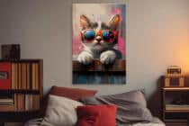 Obraz na ścianę do pokoju dziecka- Kot w okularach | Dekoracja dla dziewczynki, nastolatki O94212 - miniaturka 3