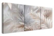 WYPRZEDAŻ 60x120 Obrazy na Płótnie – Liście w beżu | Minimalistyczny Tryptyk w Stylu Skandynawskim, boho 82259 - miniaturka 2