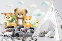 Kolorowe Naklejki na Ścianę- Miś, Lisek i Jelonek | Urocze zwierzątka do pokoju dziecięcego T42168 - miniaturka 2