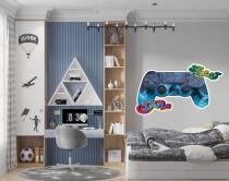 Młodzieżowa Naklejka na ścianę- Pad do konsoli i Graffiti | Dekoracja Pokoju chłopca, nastolatka T82172 - miniaturka 1