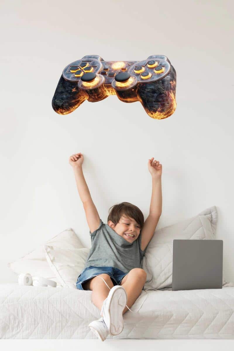 Młodzieżowa Naklejka na ścianę, meble- ognisty Gamepad | Pokój nastolatka, chłopca, gracza T82176 - zdjęcie 3