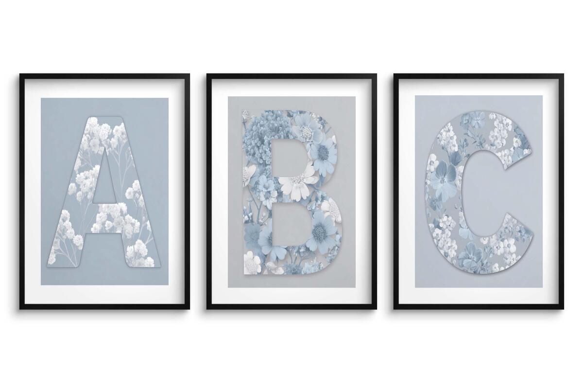 Błękitne Plakaty- Litery i Kwiaty w stylu boho | Obrazy na ścianę do Pokoju dziecięcego 82287 - zdjęcie 6