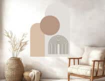 Dekoracyjna Naklejka na ścianę w stylu boho- Geometryczne Kształty | Beżowa dekoracja do salonu, sypialni T66779 - miniaturka 3