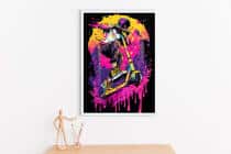 Kolorowy plakat graffiti – hulajnoga i i neonowe barwy | Dekoracja Street Art do pokoju chłopca, nastolatka 82192 - miniaturka 3