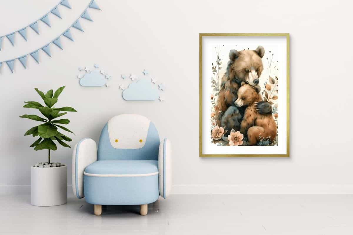 Bajkowy Plakat z niedźwiadkami- urocza dekoracja do pokoju niemowlaka | Obrazek dla dzieci na ścianę 82144
