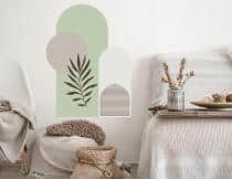 Naklejka ścienna- Roślinny motyw i geometryczne formy | Zielone dekoracje do wnętrz boho, skandynawskich T66780 - miniaturka 2