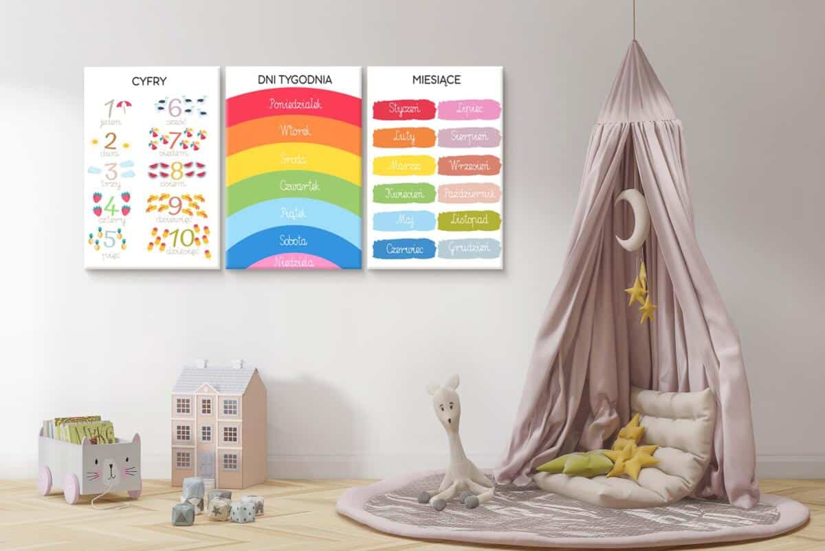 Edukacyjne Obrazy dla dzieci, do przedszkola- Nauka Cyfr, Dni tygodnia i Miesięcy metodą Montessori 82160 - zdjęcie 5