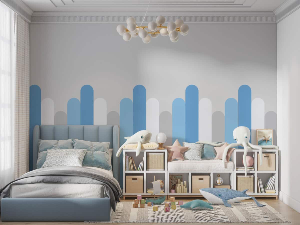 Naklejka na ścianę do pokoju chłopca- błękitne paski | Nowoczesna Lamperia, Tapeta dla dzieci 66771 - zdjęcie 2