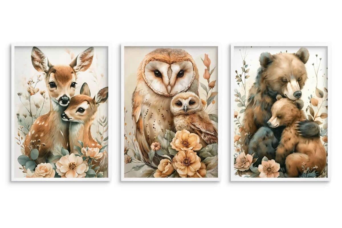 Urocze Plakaty do pokoju dziecka- leśne zwierzątka | Zestaw Obrazków dziecięcych w stylu skandynawskim, boho 82142 - zdjęcie 5
