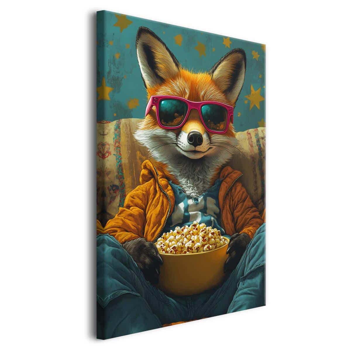 Kolorowy obraz na ścianę– Lis z popcornem | Humorystyczna dekoracja ścienna w stylu Pop Art O94123 - zdjęcie 2