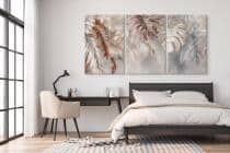 Nowoczesny Tryptyk na Płótnie – Liście Monstery i Palm | Obraz na ścianę do Sypialni i Salonu Boho 82261 - miniaturka 3