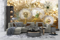 Fototapeta Złote Dmuchawce | Luksusowa Dekoracja Ścienna w Stylu Glamour | Elegancka Tapeta ze złotem 51032 - miniaturka 2