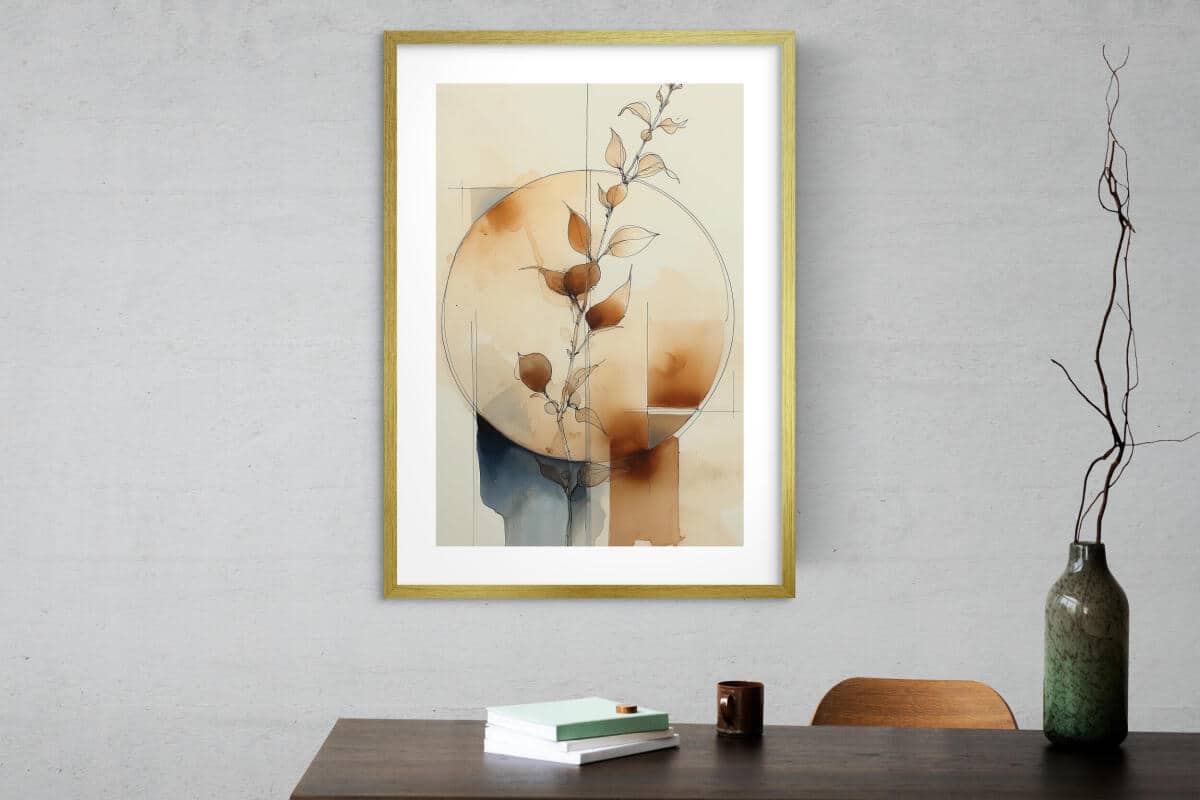 Minimalistyczny plakat boho- harmonia natury | Akwarelowa kompozycja w odcieniach beżu i brązu 82202