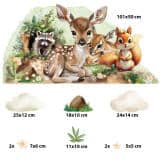 Naklejki na Ścianę dla Dzieci- Leśne Zwierzątka | Jelonek, Wiewiórka i Szop | Akwarelowe Obrazki do pokoju niemowlaka T42167 - miniaturka 4