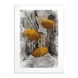 Elegancki, Plakat z Miejskim Pejzażem i Żółtymi Parasolami | Klimatyczna Uliczka w Akwareli 82311 - miniaturka 7