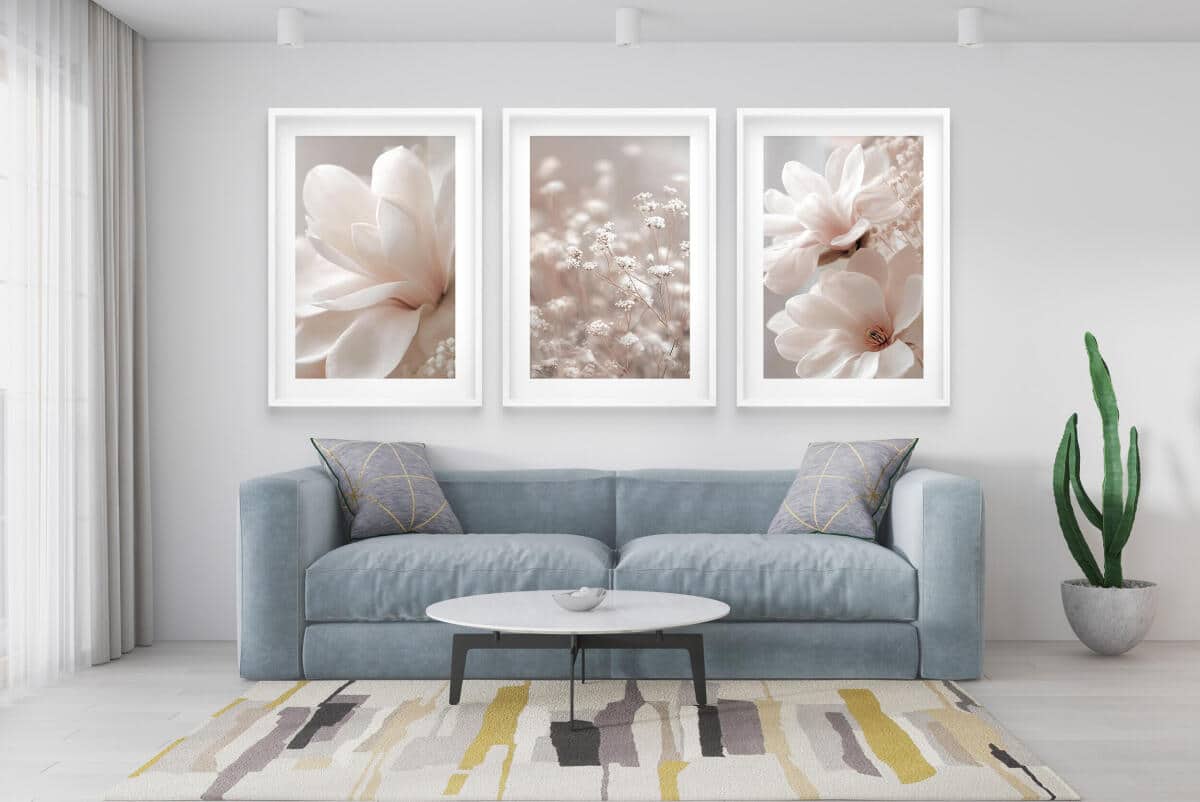 Beżowe Plakaty z Kwiatami Magnolii | Romantyczna Dekoracja do Sypialni w Stylu Skandynawskim 82218 - zdjęcie 2