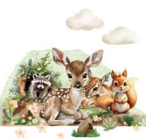 Naklejki na Ścianę dla Dzieci- Leśne Zwierzątka | Jelonek, Wiewiórka i Szop | Akwarelowe Obrazki do pokoju niemowlaka T42167 - miniaturka 3