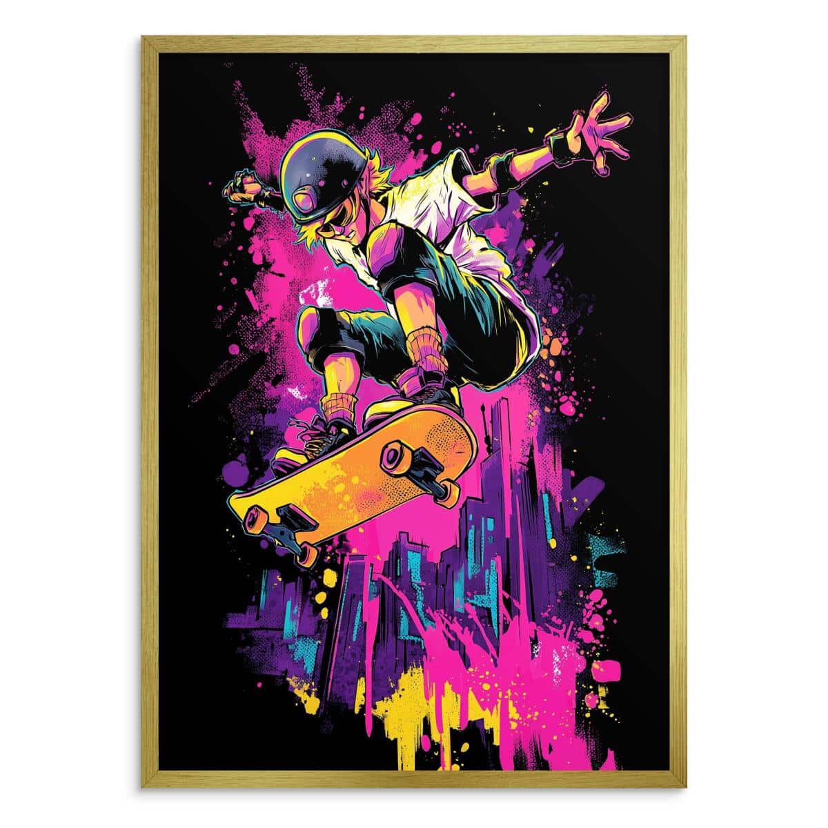 Plakat Pop Art- Neonowy Skater i deskorolka | Kolorowy, Nowoczesny Obraz dla Nastolatków 82194 - zdjęcie 5
