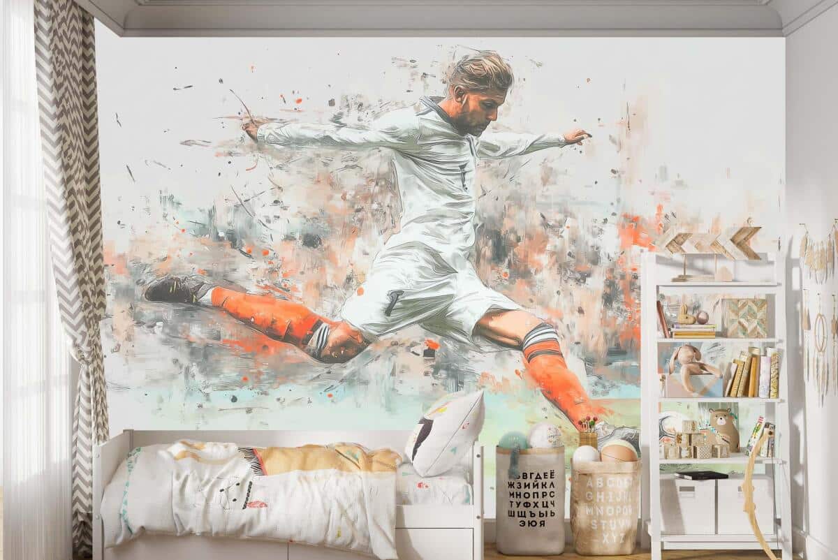 Fototapeta Młodzieżowa- Piłka Nożna w stylu akwareli | Sportowe Tapety do pokoju chłopca, nastolatka- Piłkarz 82238 - zdjęcie 1
