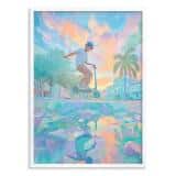 Młodzieżowy Plakat Urban Art– hulajnoga, miasto i pastelowe barwy | Kolorowa dekoracja do pokoju chłopca 82191 - miniaturka 1