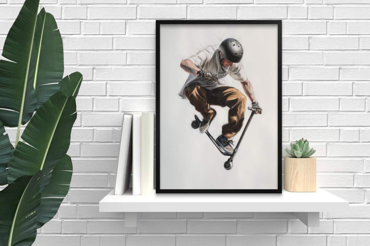 Plakat urban style – Skater na hulajnodze | Nowoczesna dekoracja do pokoju młodzieżowego 82195 - zdjęcie 3