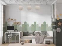 Zielona Lamperia dla dzieci- ochronna naklejka na ścianę | Tapeta do pokoju dziecięcego- pastelowe paski 66775 - miniaturka 1