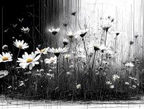 Wyrazista Fototapeta do salonu- Stokrotki | Kontrastowa grafika na ścianę do nowoczesnych wnętrz 82211 - miniaturka 4