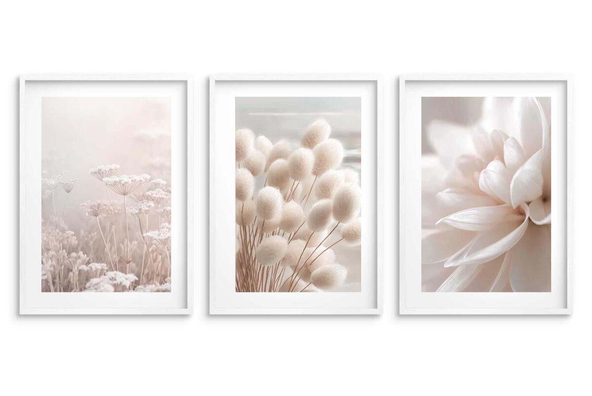 Plakaty Kwiaty Boho | Jasna, Kremowa Dekoracja ścienna do wnętrz w stylu scandi 82217 - zdjęcie 5