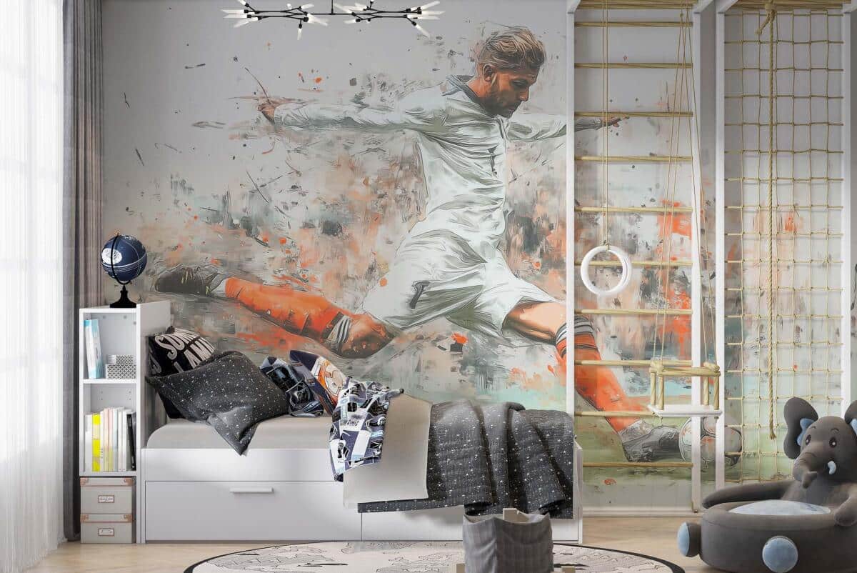 Fototapeta Młodzieżowa- Piłka Nożna w stylu akwareli | Sportowe Tapety do pokoju chłopca, nastolatka- Piłkarz 82238 - zdjęcie 2