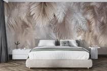 Elegancka Fototapeta z Motywem Liści Palmowych | Beżowo-Kremowa Dekoracja do wnętrz Boho 82246 - miniaturka 3