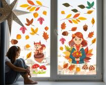 Dziecięce Naklejki na okno, szybę- Jesień | Kolorowe liście- dekoracja jesienna do przedszkola, klasy, żłobka 68024 - miniaturka 2