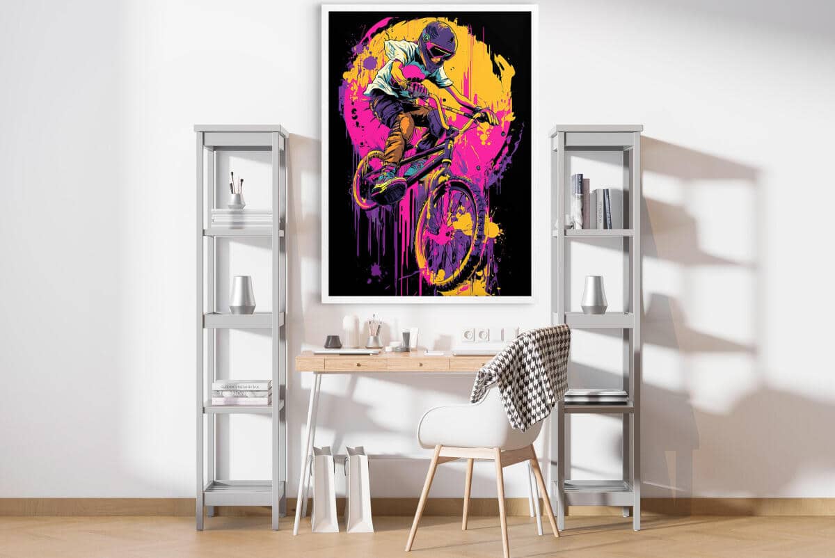 Neonowy Plakat BMX – Kolorowa Grafika Urban Style | Nowoczesna Dekoracja Ścienna do Pokoju Młodzieżowego- Graffiti 82193 - zdjęcie 3