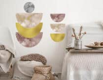 Nowoczesna naklejka na ścianę z efektem marmuru i złota | Oryginalna dekoracja ścienna do salonu, biura T66781 - miniaturka 2