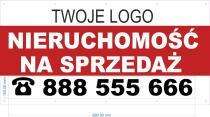 Naklejka z numerem telefonu na baner 50x100cm | Biura Nieruchomości