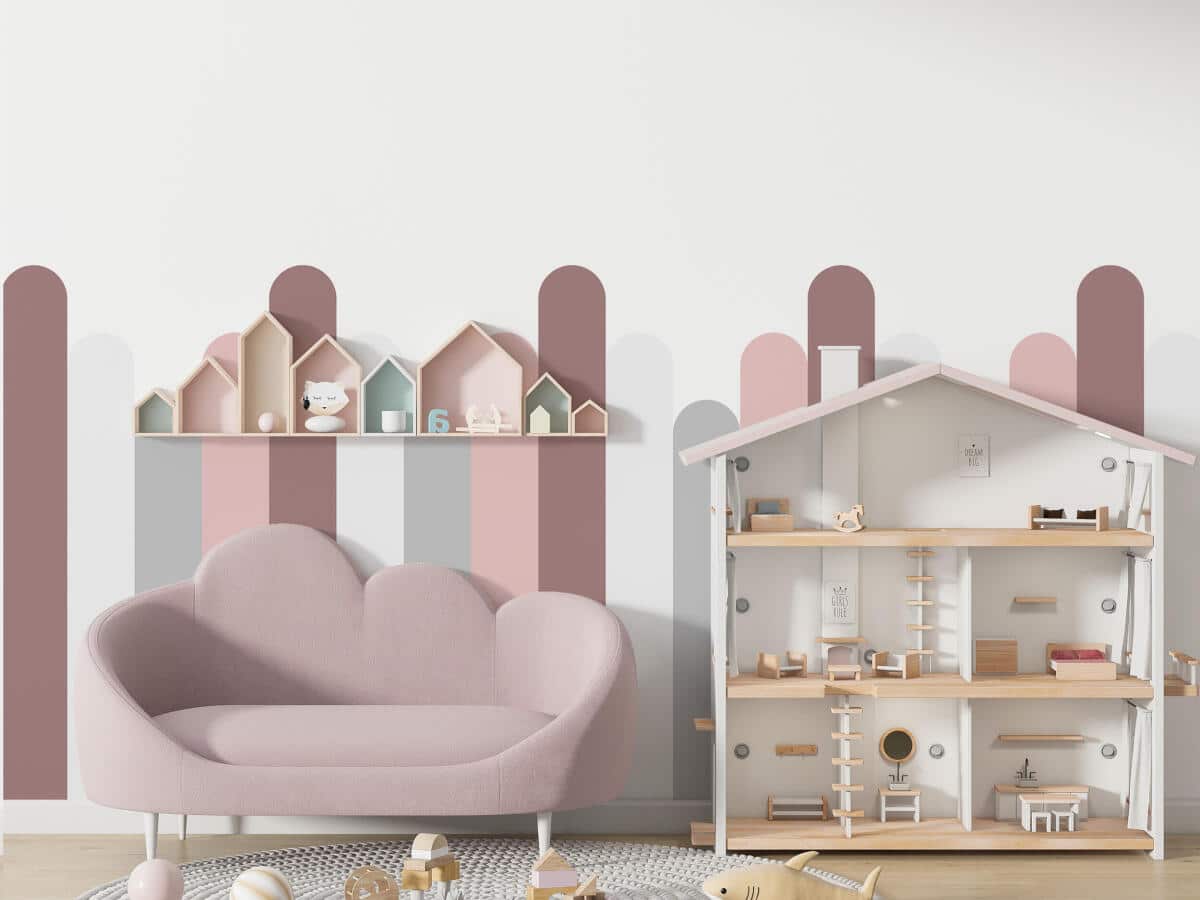 Różowa lamperia dziecięca – pastelowa dekoracja i ochrona ściany do pokoju dziewczynki, żłobka i przedszkola 66772 - zdjęcie 2