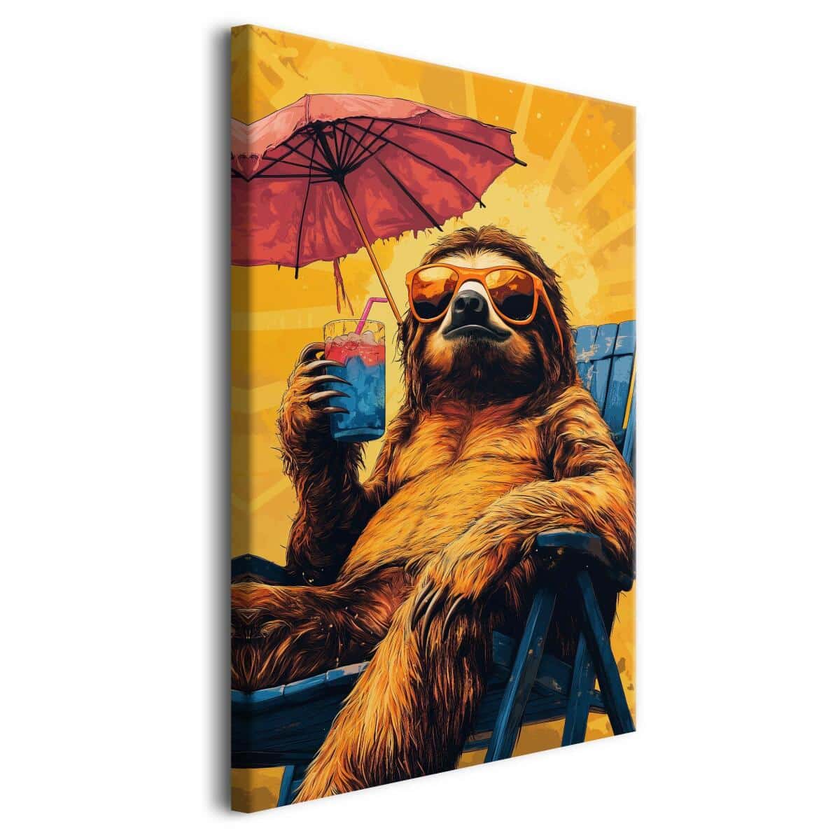 Kolorowy Obraz na płótnie- Leniwiec na wakacjach | Zabawna dekoracja do pokoju młodzieżowego O94127 - zdjęcie 2