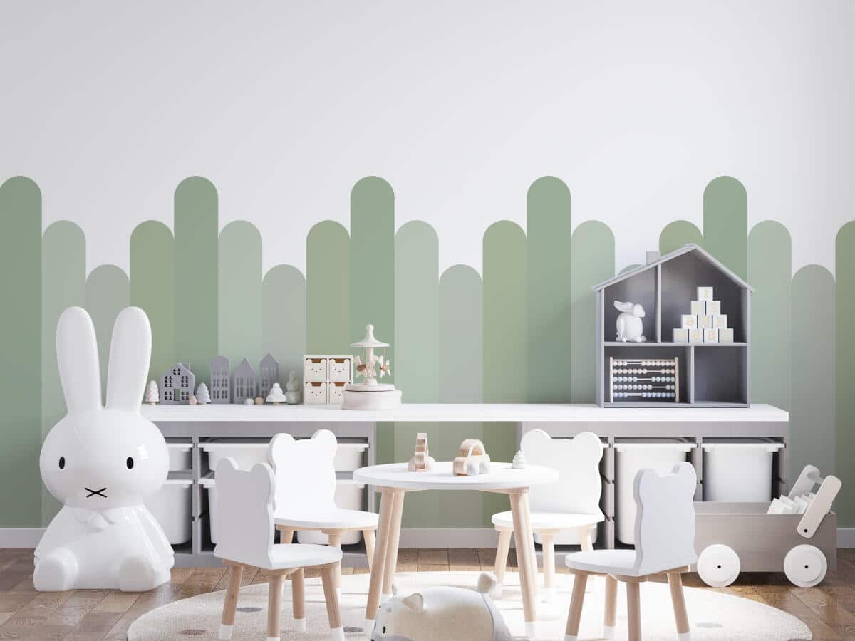 Zielona Lamperia dla dzieci- ochronna naklejka na ścianę | Tapeta do pokoju dziecięcego- pastelowe paski 66775 - zdjęcie 2