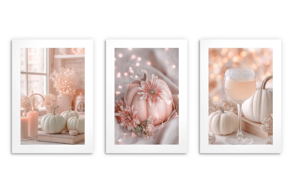 Pastelowe Plakaty z Dyniami | Różowe Obrazy na ścianę boho, hygge | Jesienne dekoracje do salonu, sypialni 82249 - zdjęcie 8