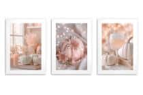 Pastelowe Plakaty z Dyniami | Różowe Obrazy na ścianę boho, hygge | Jesienne dekoracje do salonu, sypialni 82249 - miniaturka 8